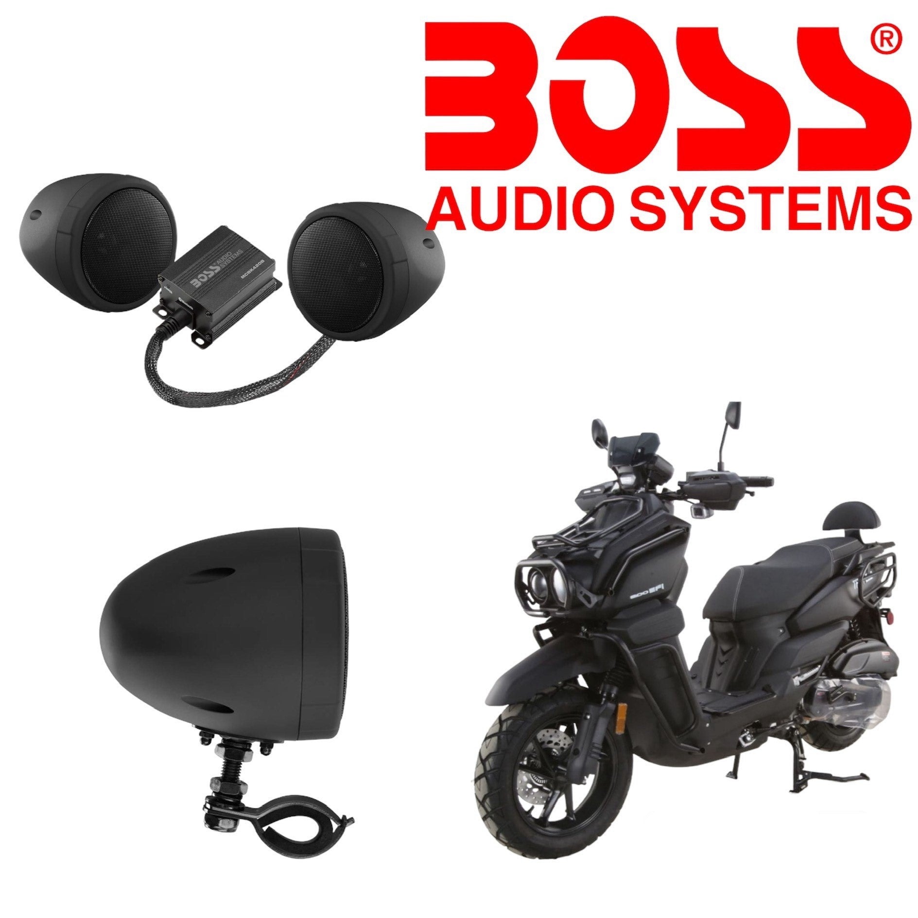 Sistema de audio Boss para scoter