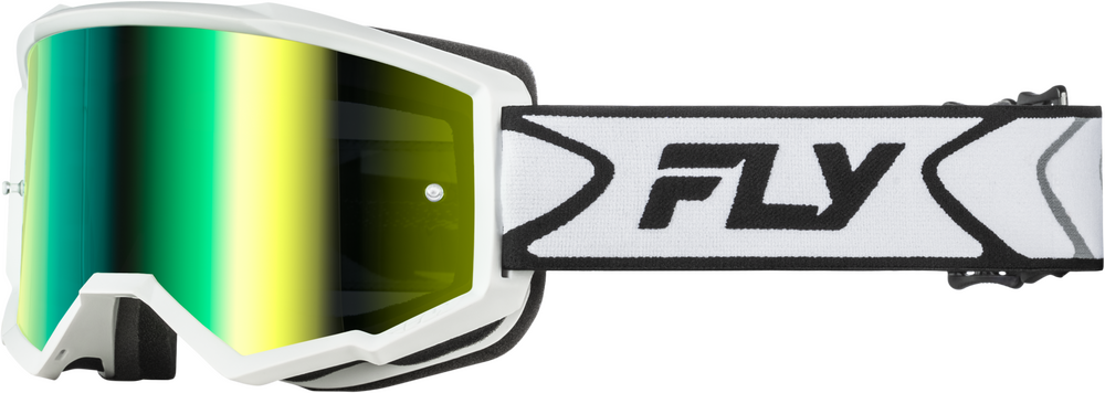 fLY Zone Goggle White/Black W/Iridescent Grn Mirror Lens