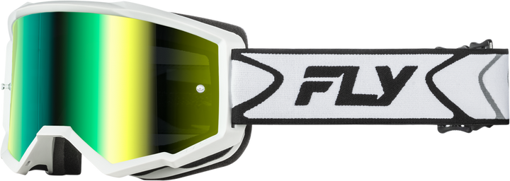fLY Zone Goggle White/Black W/Iridescent Grn Mirror Lens