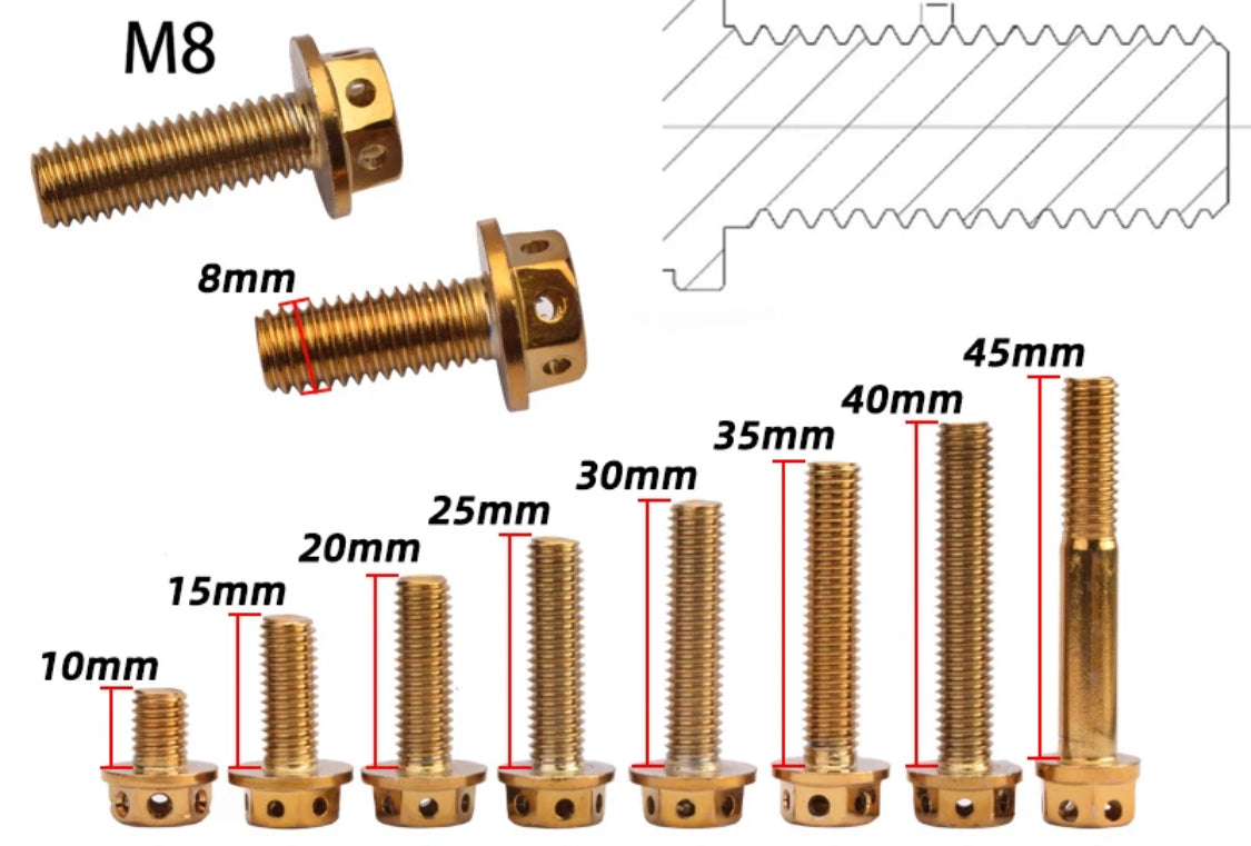 Tornillos oro aluminio con aleacion a titanium