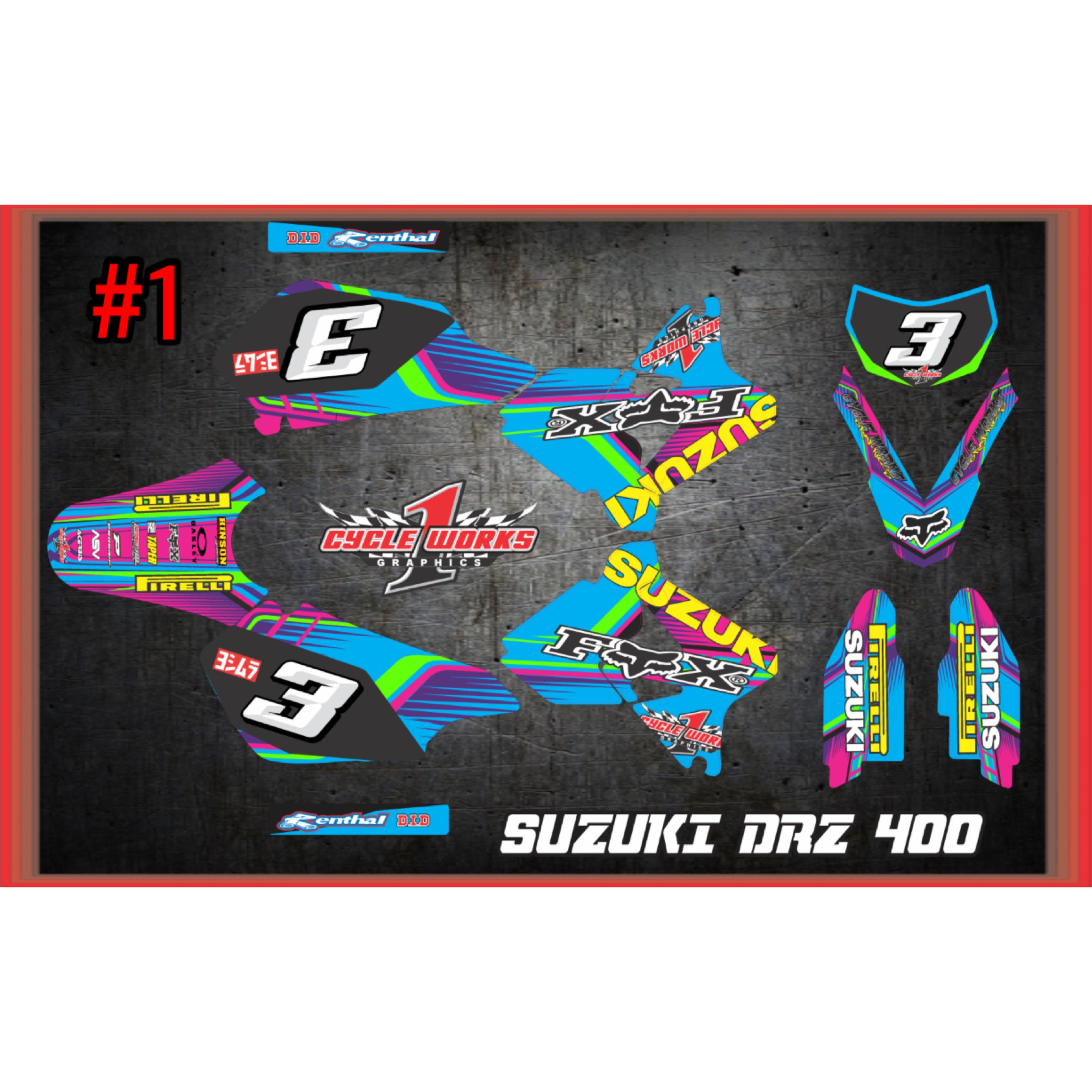 Kit gráfico completo Drz400 fox &amp; yoshimura