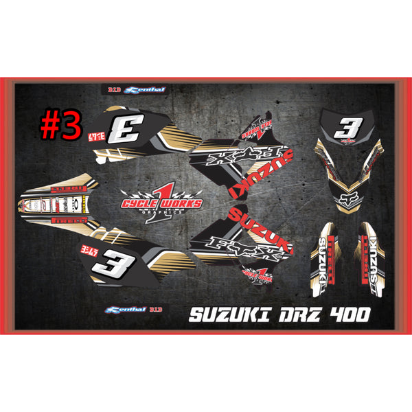 Drz400 full graphic kit fox & yoshimura