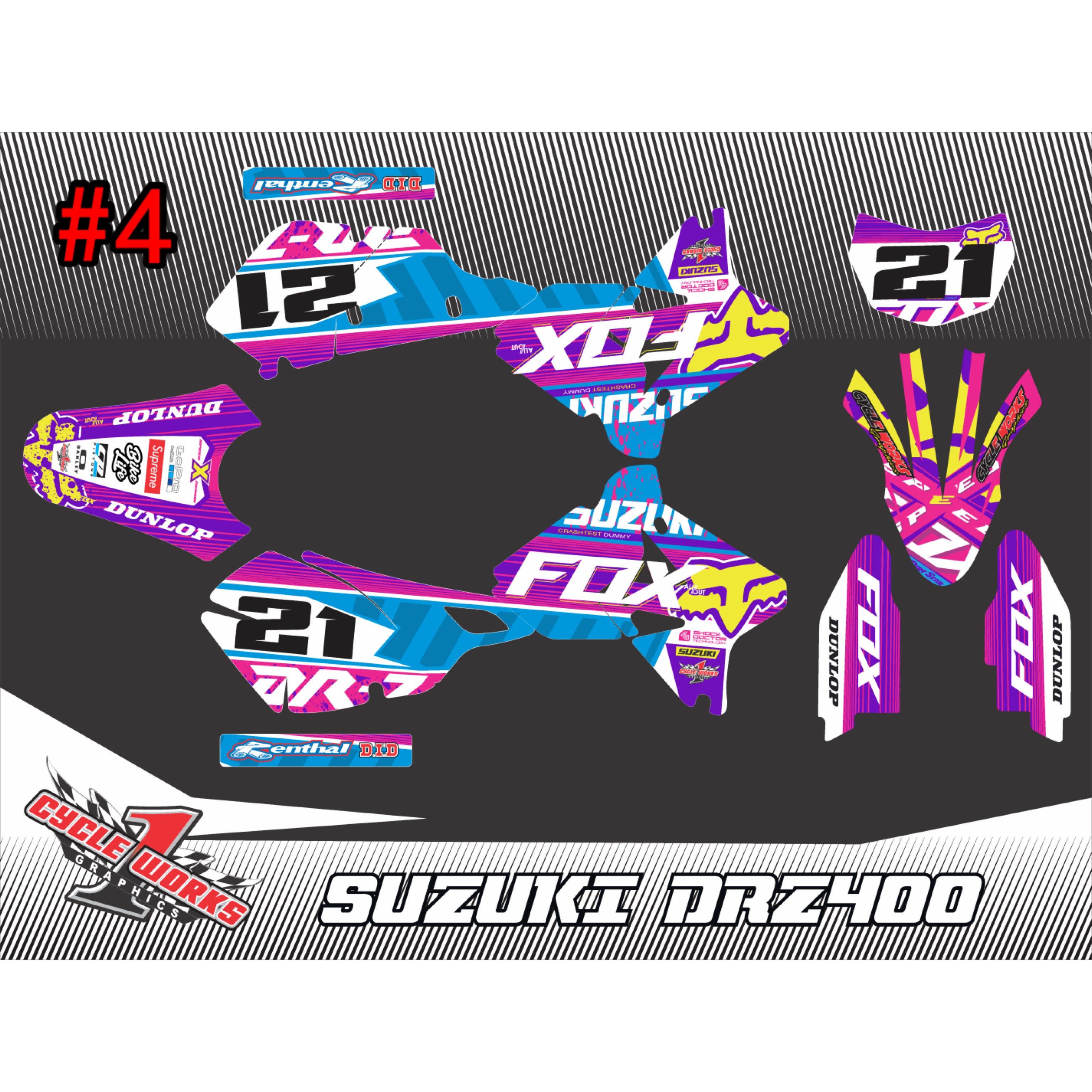 Drz400 full graphic kit fox & yoshimura