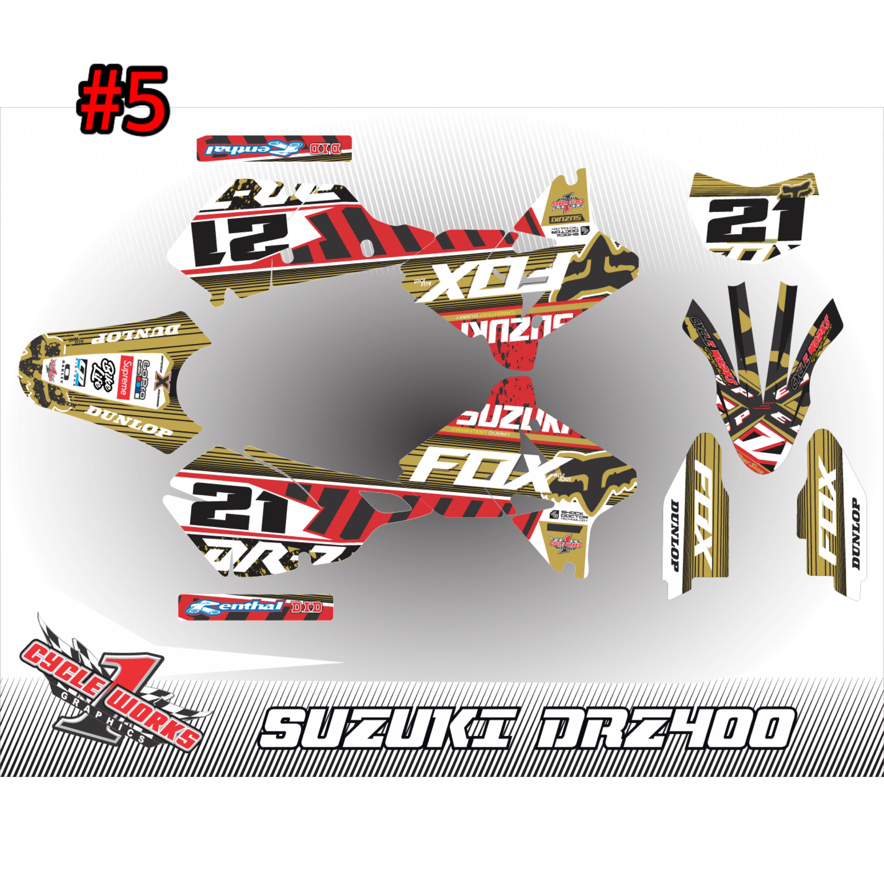 Kit gráfico completo Drz400 fox &amp; yoshimura