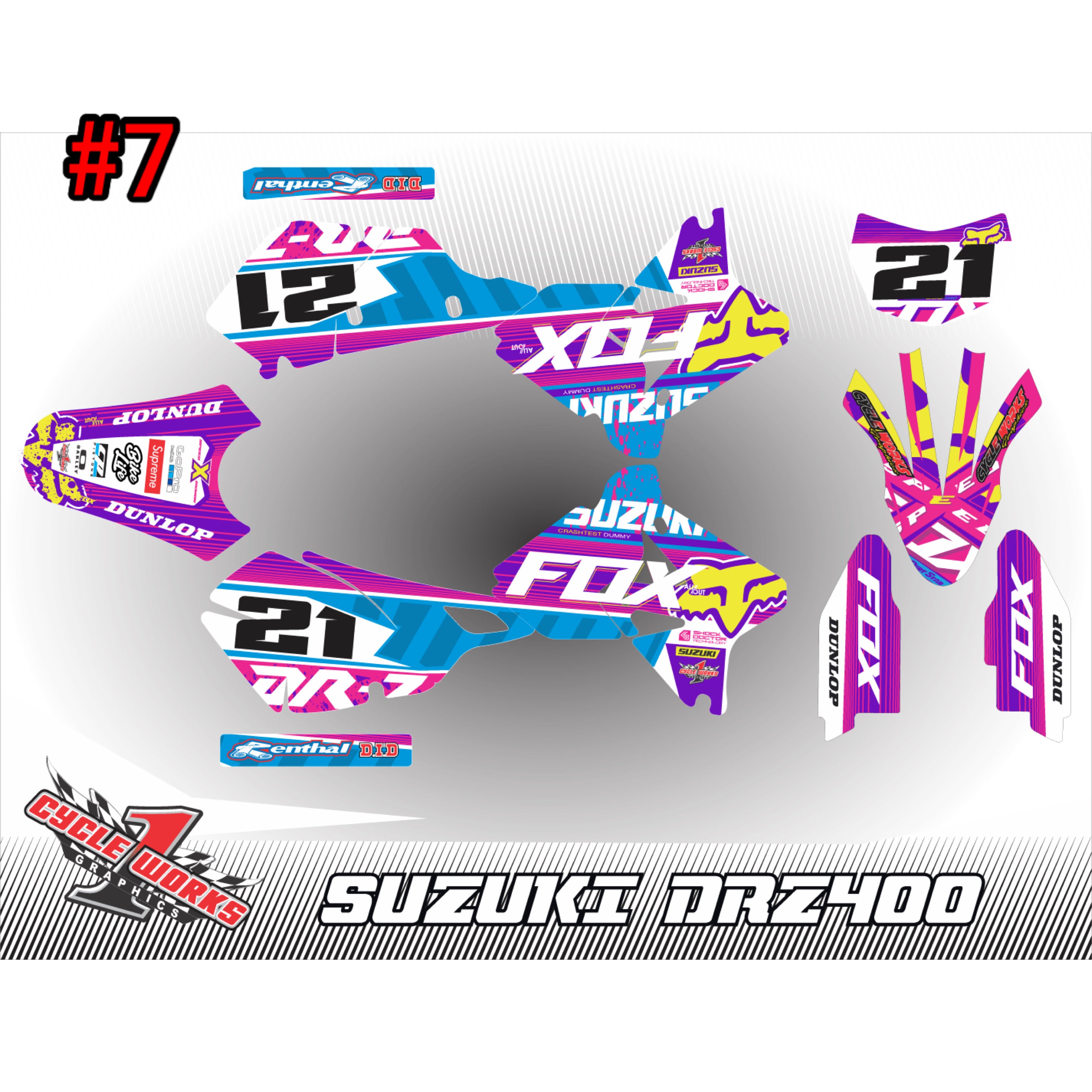 Kit gráfico completo Drz400 fox &amp; yoshimura