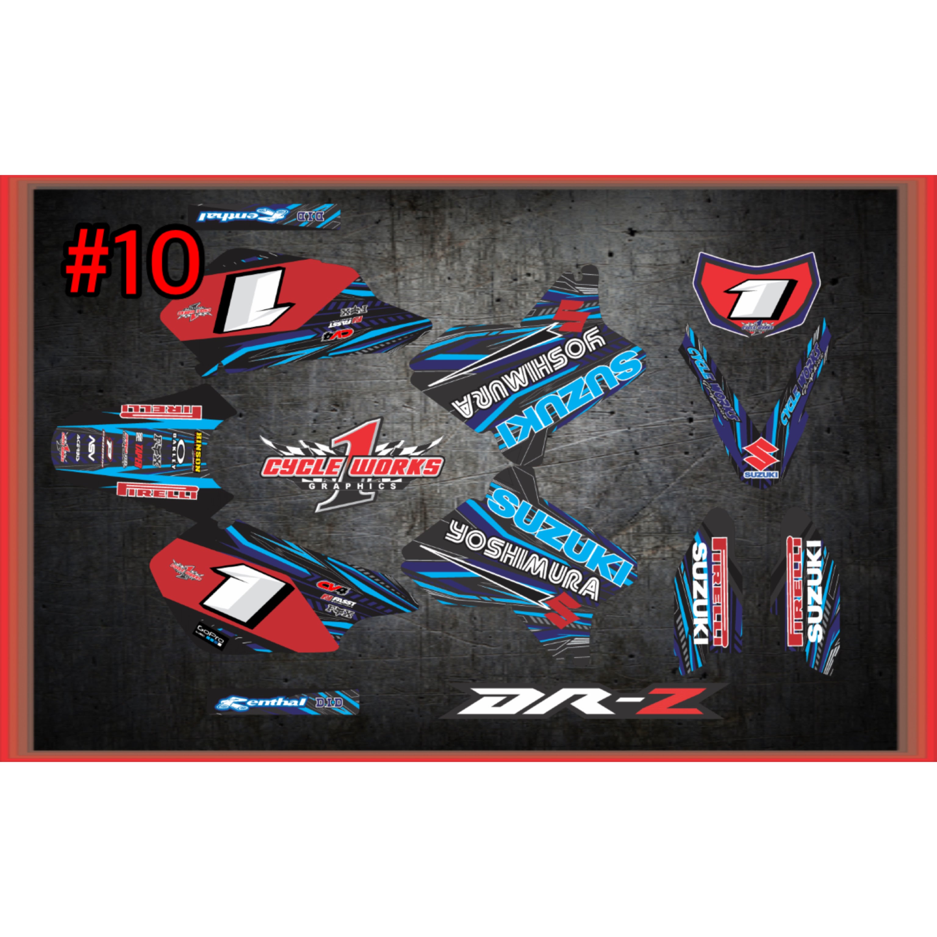 Kit gráfico completo Drz400 fox &amp; yoshimura