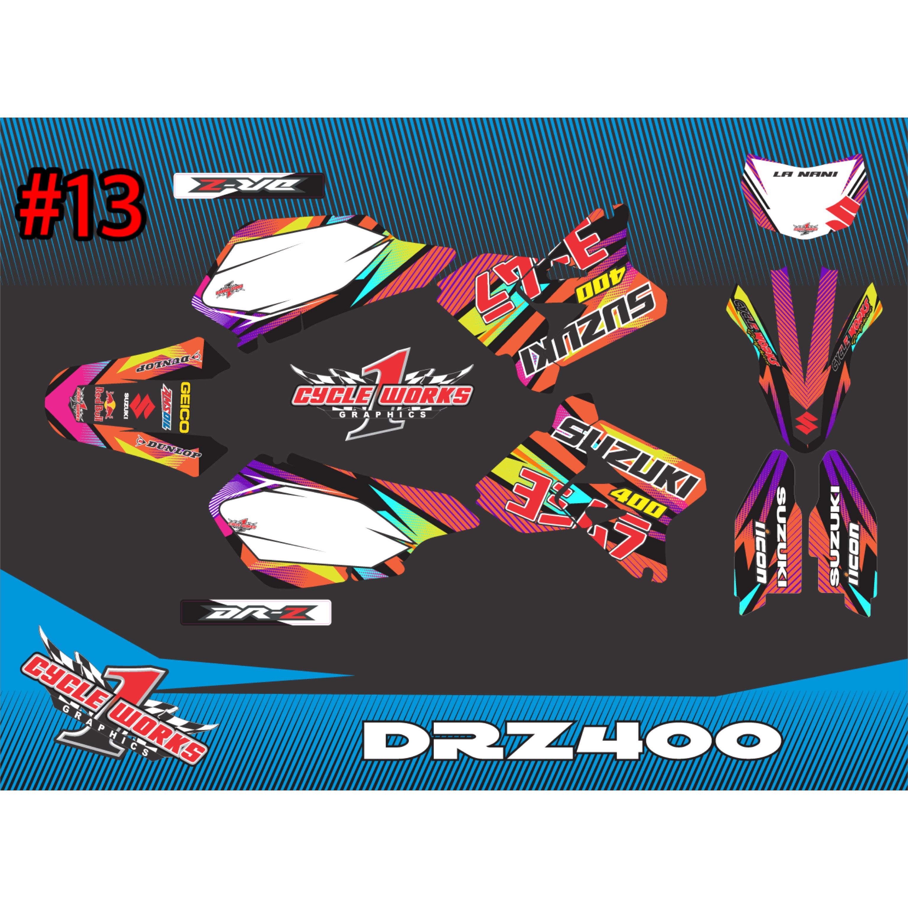 Kit gráfico completo Drz400 fox &amp; yoshimura
