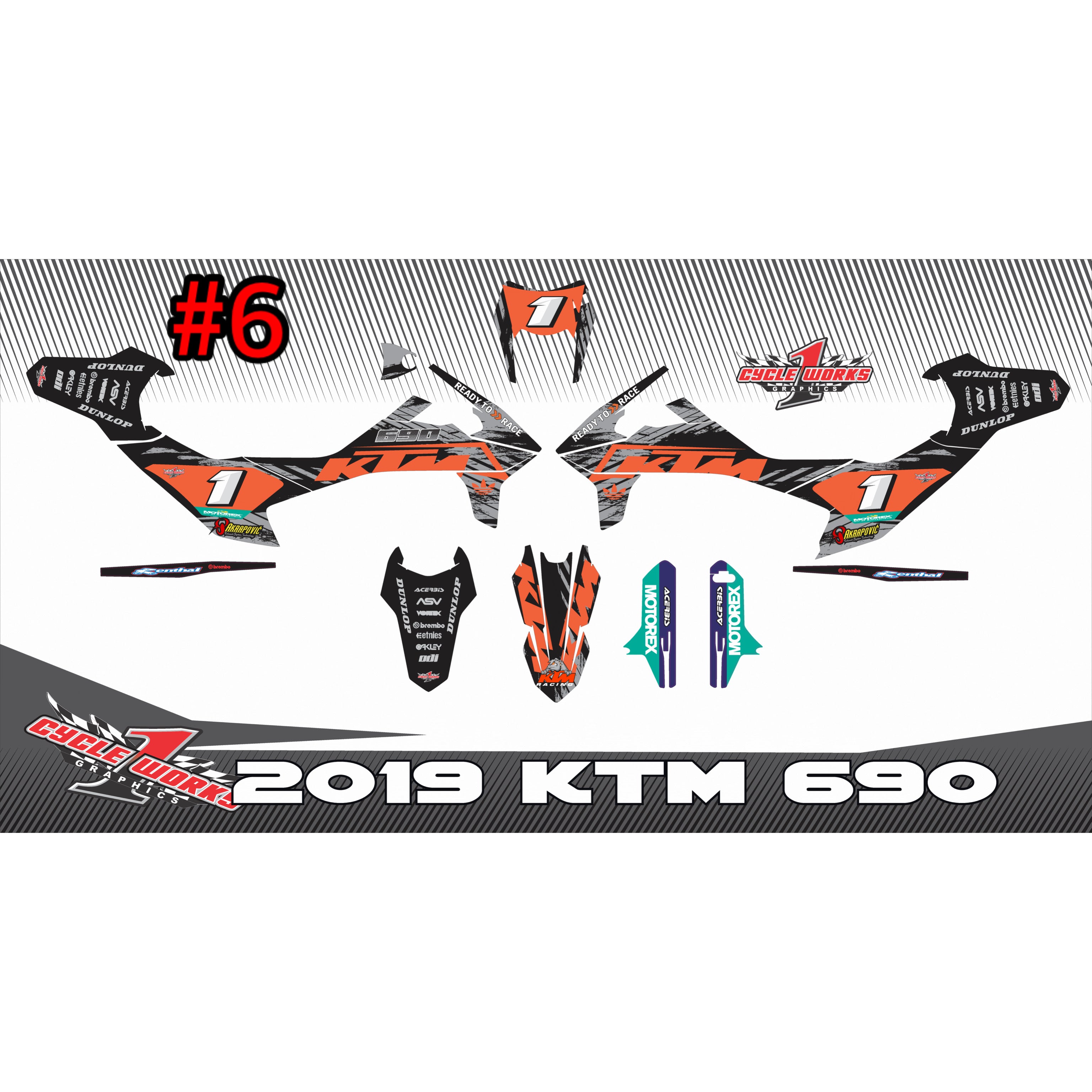 Ktm 690 enduro/smc gráfico completo