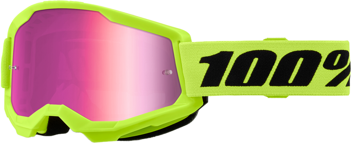 100-PERCENT Strata 2 Goggle Neon Yellow Mirror Pink Lens